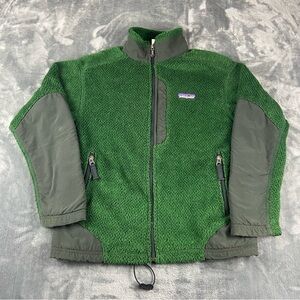 Patagonia Kids M-10 Retro Pile Fleece Jacket Green Full Zip Green